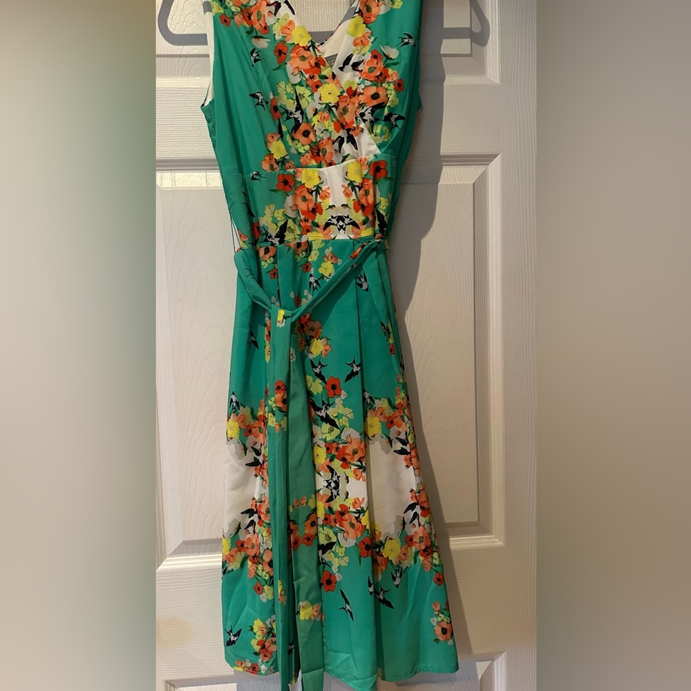 Rabbit sleeveless casual floral print dress